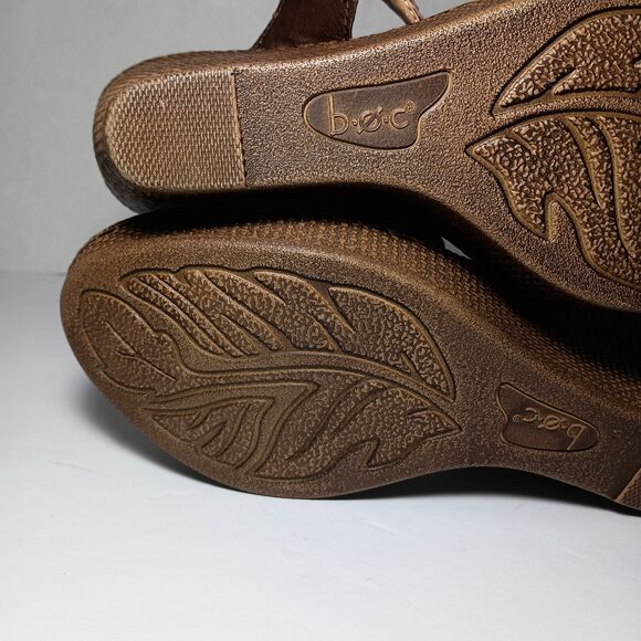 BOC Born Concept Brown Leather 3" Wedge Sandals Size 10 Slip-On Comfort Slides - Picture 13 of 16